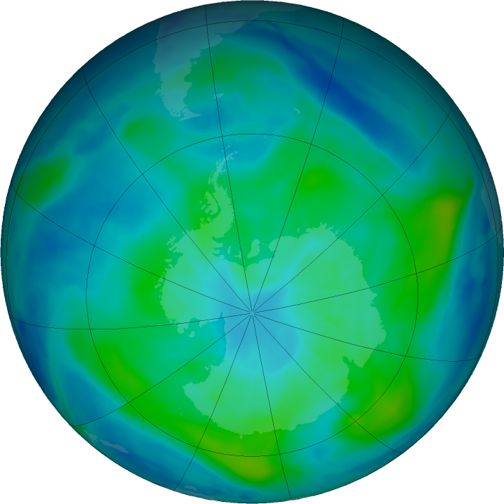 Antarctic ozone map for 09 March 2025